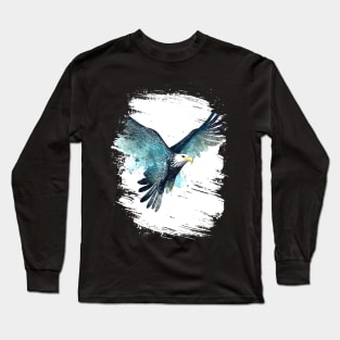 Eagle Wild Animal Nature Watercolor Art Painting Long Sleeve T-Shirt